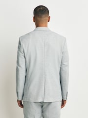 Grey Slim Fit Smart Waffle Textured Blazer With Stretch - Image 3 of 10