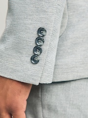 Grey Slim Fit Smart Waffle Textured Blazer With Stretch - Image 5 of 10