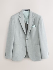 Grey Slim Fit Smart Waffle Textured Blazer With Stretch - Image 6 of 10