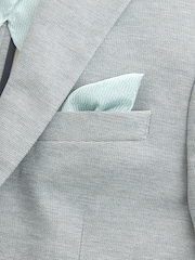 Grey Slim Fit Smart Waffle Textured Blazer With Stretch - Image 8 of 10