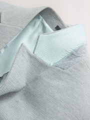 Grey Slim Fit Smart Waffle Textured Blazer With Stretch - Image 9 of 10