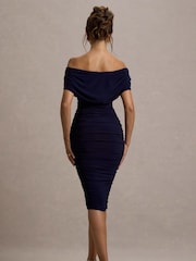 Blau - Club L London – Rayleigh – Bardot-Midi-Kleid mit Rüschen - Bild 5 von 7