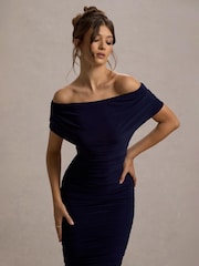 Blau - Club L London – Rayleigh – Bardot-Midi-Kleid mit Rüschen - Bild 6 von 7
