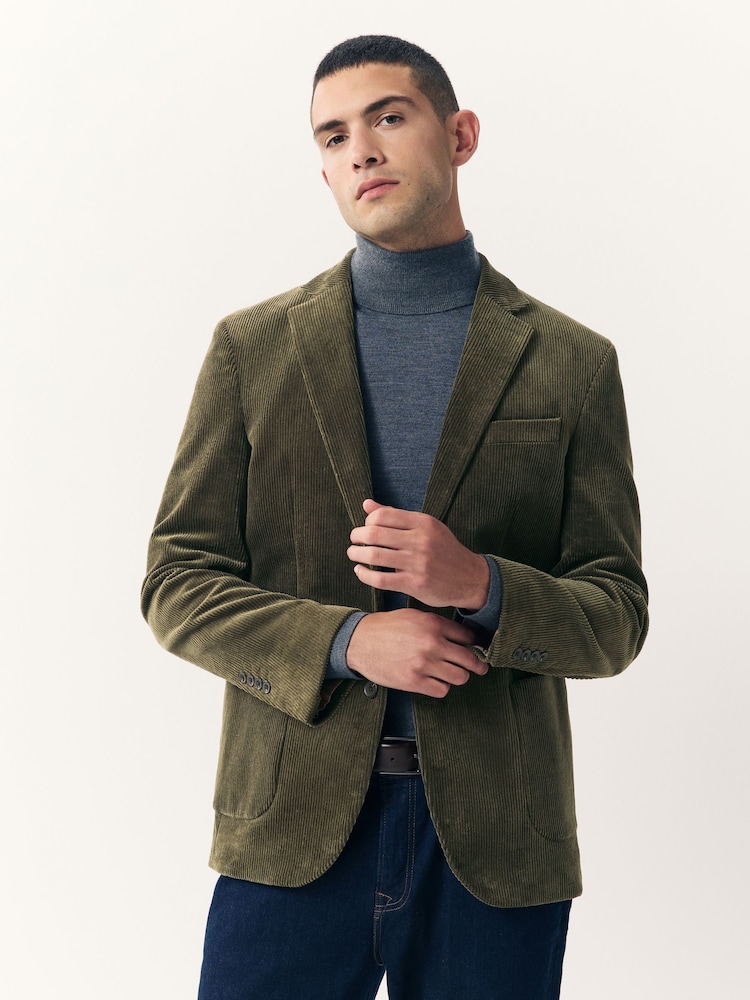 Sage Green Regular Fit Regular Fit Cord Blazer - Image 1 of 10 Sage Green Regular Fit Regular Fit Cord Blazer - Image 1 of 10