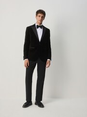 Black Slim Fit Slim Fit Motionflex Cotton Rich Velvet Blazer With Stretch - Image 2 of 9