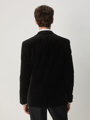 Black Slim Fit Slim Fit Motionflex Cotton Rich Velvet Blazer With Stretch - Image 3 of 9