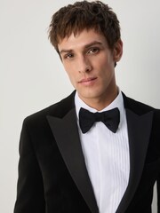Black Slim Fit Slim Fit Motionflex Cotton Rich Velvet Blazer With Stretch - Image 4 of 9
