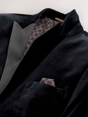 Black Slim Fit Slim Fit Motionflex Cotton Rich Velvet Blazer With Stretch - Image 6 of 9