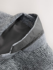 Light Grey Slim Fit Textured Check Blazer With Wool - Image 10 of 10