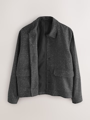 Grey Textured Herringbone Shacket With Wool - Image 10 of 13