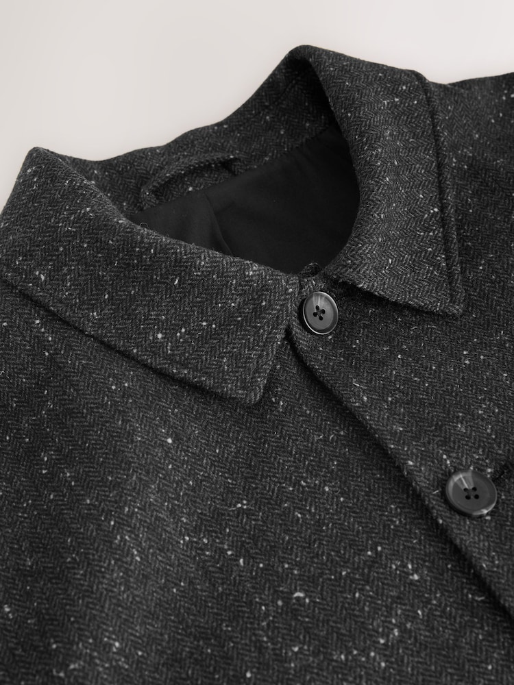 Grey Textured Herringbone Shacket With Wool - Image 13 of 13