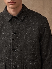 Grey Textured Herringbone Shacket With Wool - Image 4 of 13