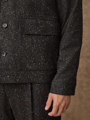 Grey Textured Herringbone Shacket With Wool - Image 5 of 13