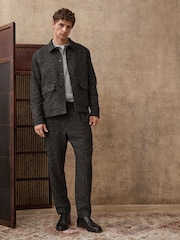 Grey Textured Herringbone Shacket With Wool - Image 8 of 13