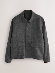 Grey Textured Herringbone Shacket With Wool - Image 9 of 13