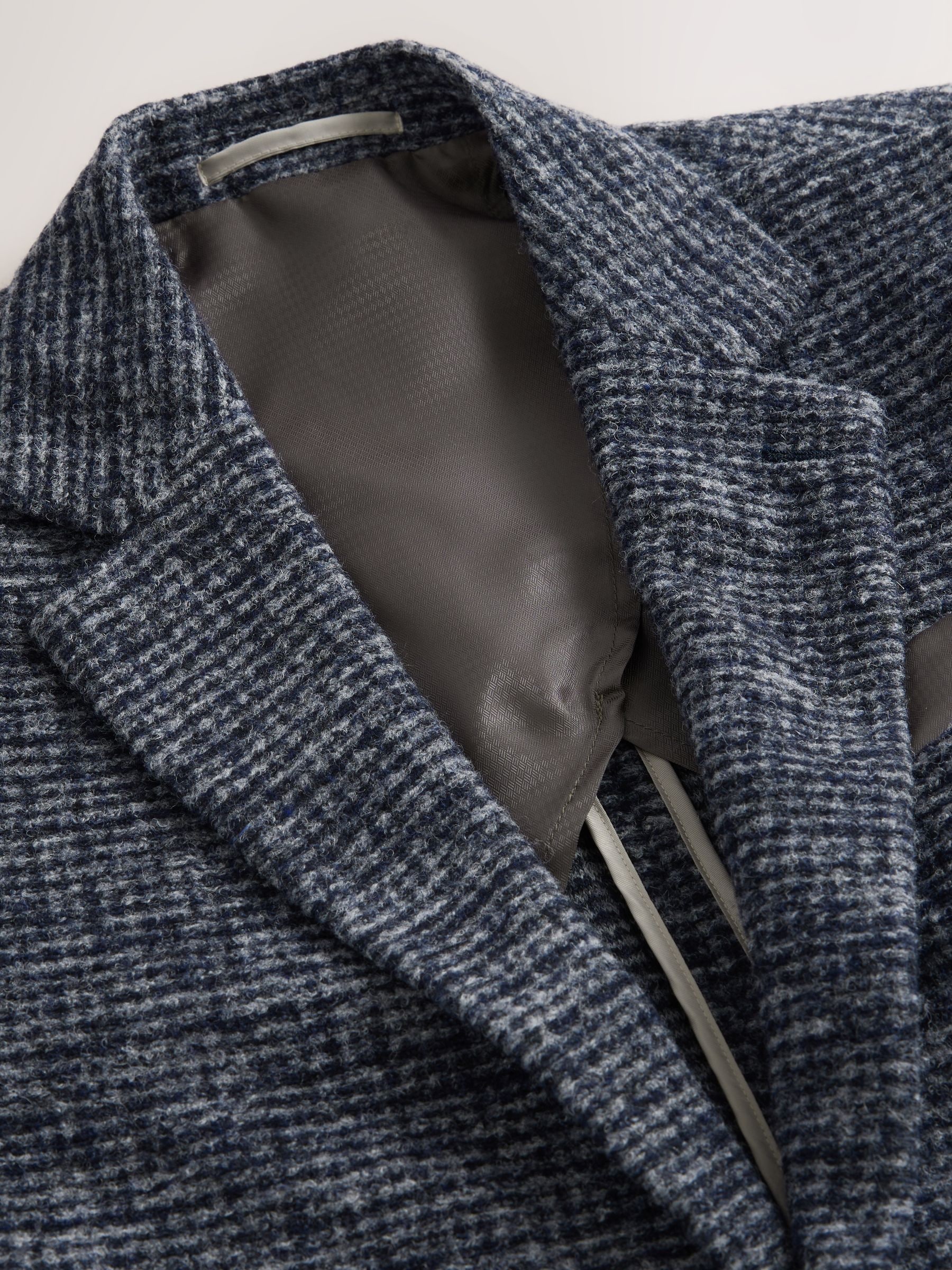 Buy Navy Blue Slim Fit Textured Check Blazer With Wool from Next