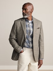 Neutro - Signature British Moon 100% Wool Texture Blazer - Imagem 1 de 5