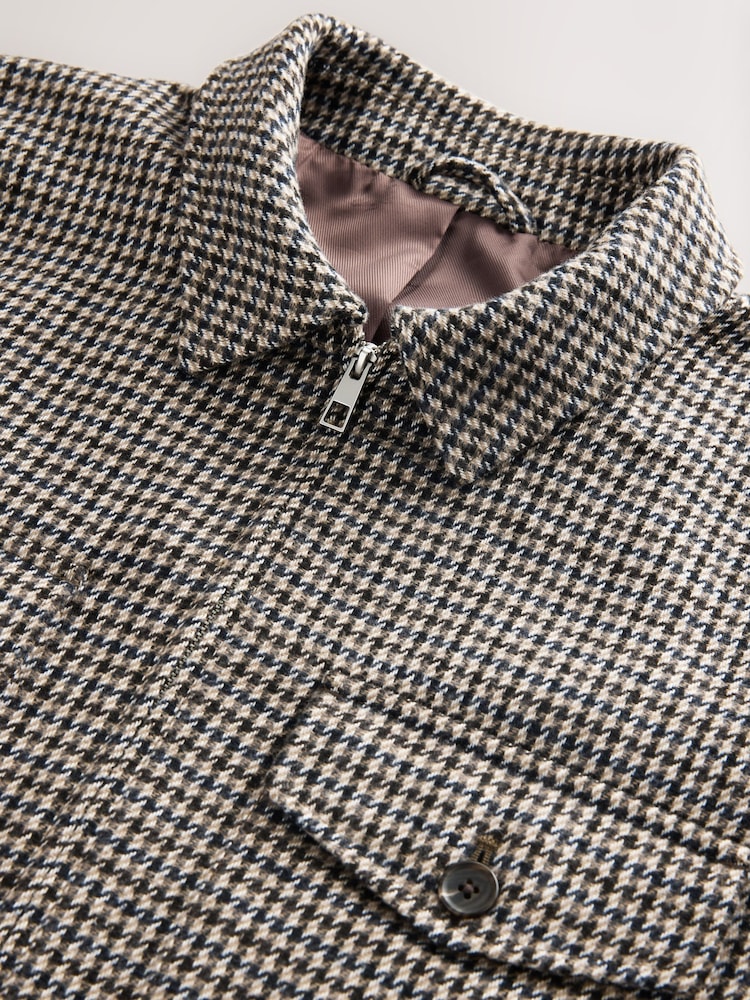 Grey Smart Textured Dogtooth Jacket With Chest Pockets - Image 11 of 11