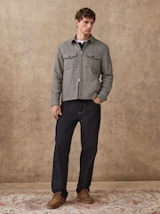 Grey Smart Textured Dogtooth Jacket With Chest Pockets - Image 3 of 11