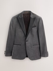 Grey Slim Fit Slim Fit Motionflex Cotton Rich Velvet Blazer With Stretch - Image 1 of 8