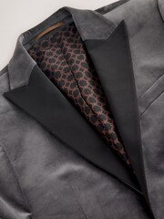 Grey Slim Fit Slim Fit Motionflex Cotton Rich Velvet Blazer With Stretch - Image 3 of 8