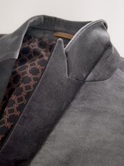 Grey Slim Fit Slim Fit Motionflex Cotton Rich Velvet Blazer With Stretch - Image 4 of 8