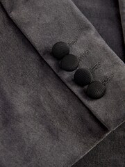 Grey Slim Fit Slim Fit Motionflex Cotton Rich Velvet Blazer With Stretch - Image 5 of 8