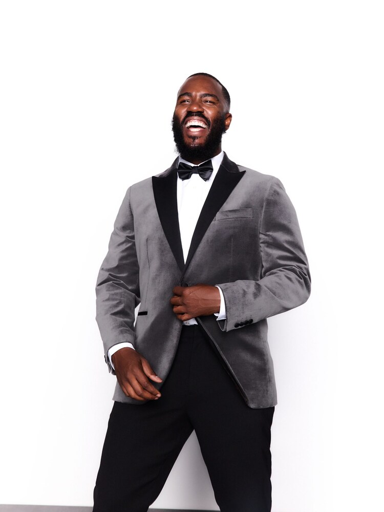 Grey Slim Fit Slim Fit Motionflex Cotton Rich Velvet Blazer With Stretch - Image 8 of 8