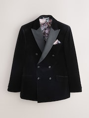 Black Signature Pontoglio Italian Velvet Double Breasted Blazer - Image 6 of 10