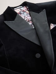 Black Signature Pontoglio Italian Velvet Double Breasted Blazer - Image 8 of 10