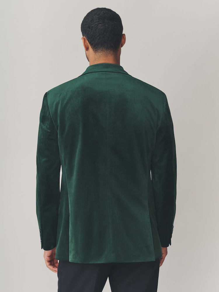 Buy Forest Green Regular Fit Self Lapel Velvet Blazer from Next USA Buy Forest Green Regular Fit Self Lapel Velvet Blazer from Next USA