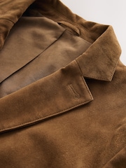 Tan Brown Regular Fit Signature Suede Blazer - Image 10 of 10