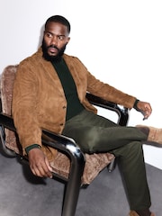 Tan Brown Regular Fit Signature Suede Blazer - Image 2 of 10