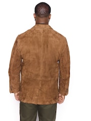 Tan Brown Regular Fit Signature Suede Blazer - Image 4 of 10