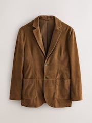 Tan Brown Regular Fit Signature Suede Blazer - Image 7 of 10