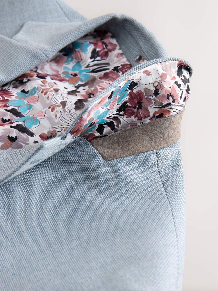Light Blue Slim Fit Textured Smart Blazer - Image 8 of 10