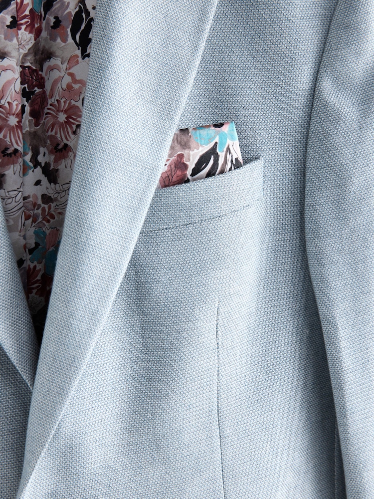 Light Blue Slim Fit Textured Smart Blazer - Image 9 of 10