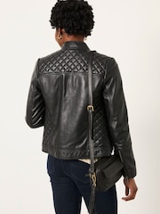 FatFace Leanna Black Leather Jacket - Image 2 of 5