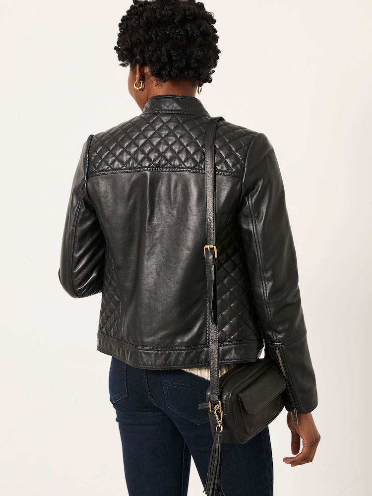FatFace Leanna Black Leather Jacket - Image 2 of 5