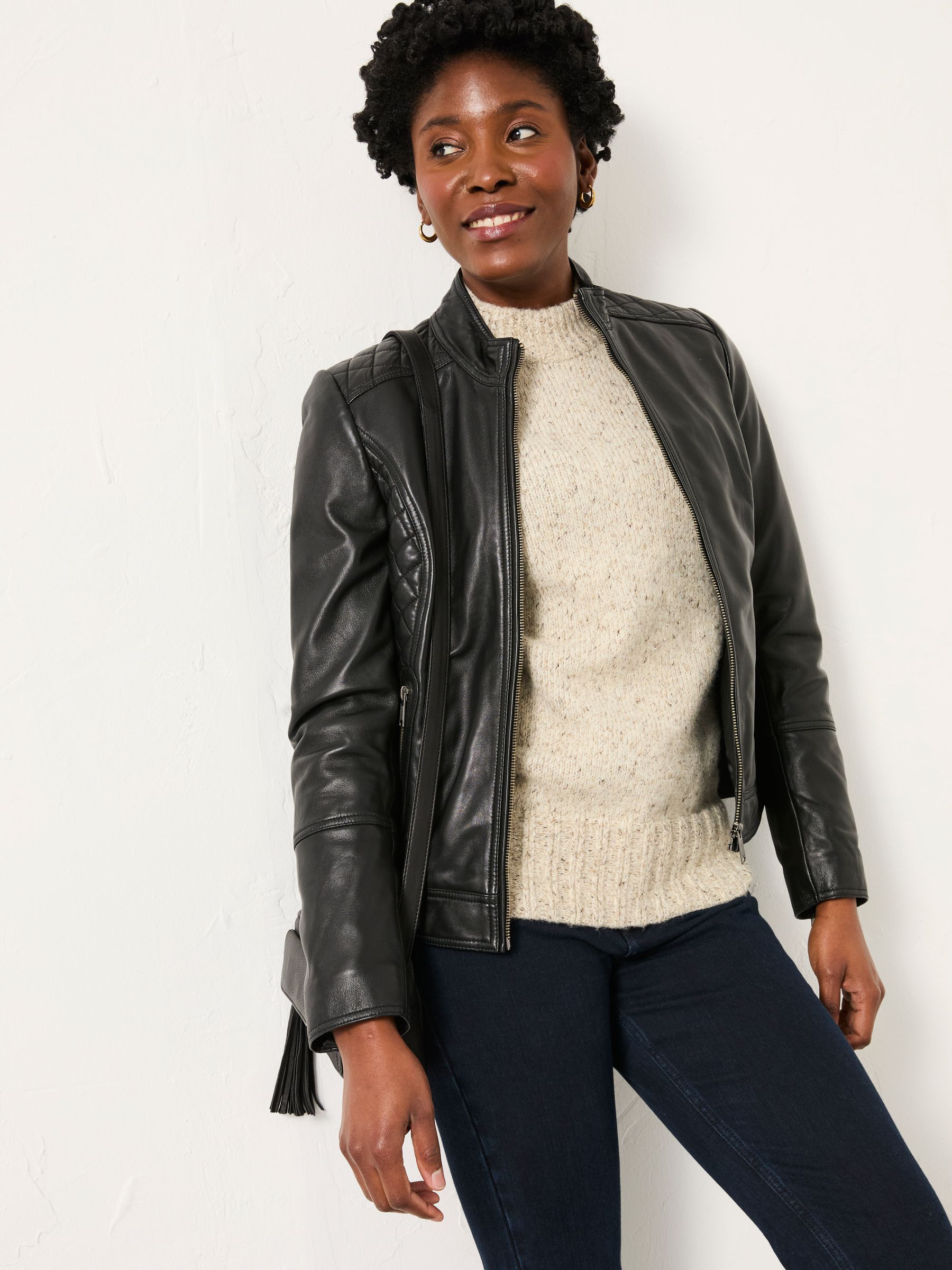Buy FatFace Leanna Black Leather Jacket from the Next UK online shop