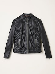 FatFace Leanna Black Leather Jacket - Image 5 of 5