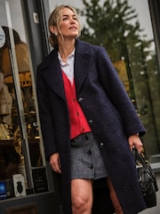 FatFace Fern Navy Boucle Coat - Image 1 of 6