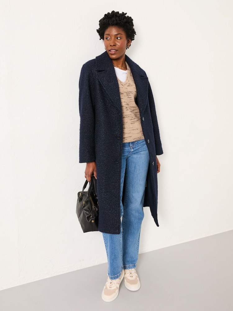 FatFace Fern Navy Boucle Coat - Image 2 of 6