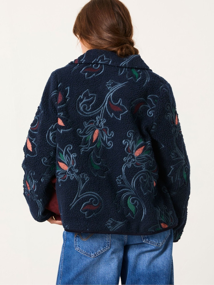 Fatface Navy Garratt Embroidered Borg Fleece - Image 2 of 5 Fatface Navy Garratt Embroidered Borg Fleece - Image 2 of 5