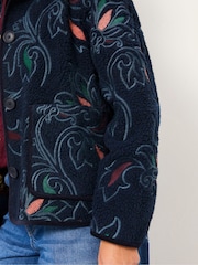 Fatface Navy Garratt Embroidered Borg Fleece - Image 3 of 5