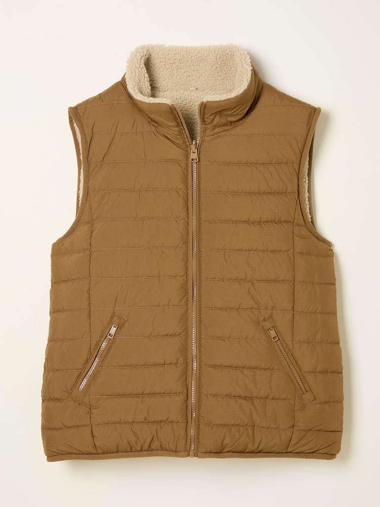 بني فاتح بني - FatFace Reversible Gilet - صورة 8 من 8