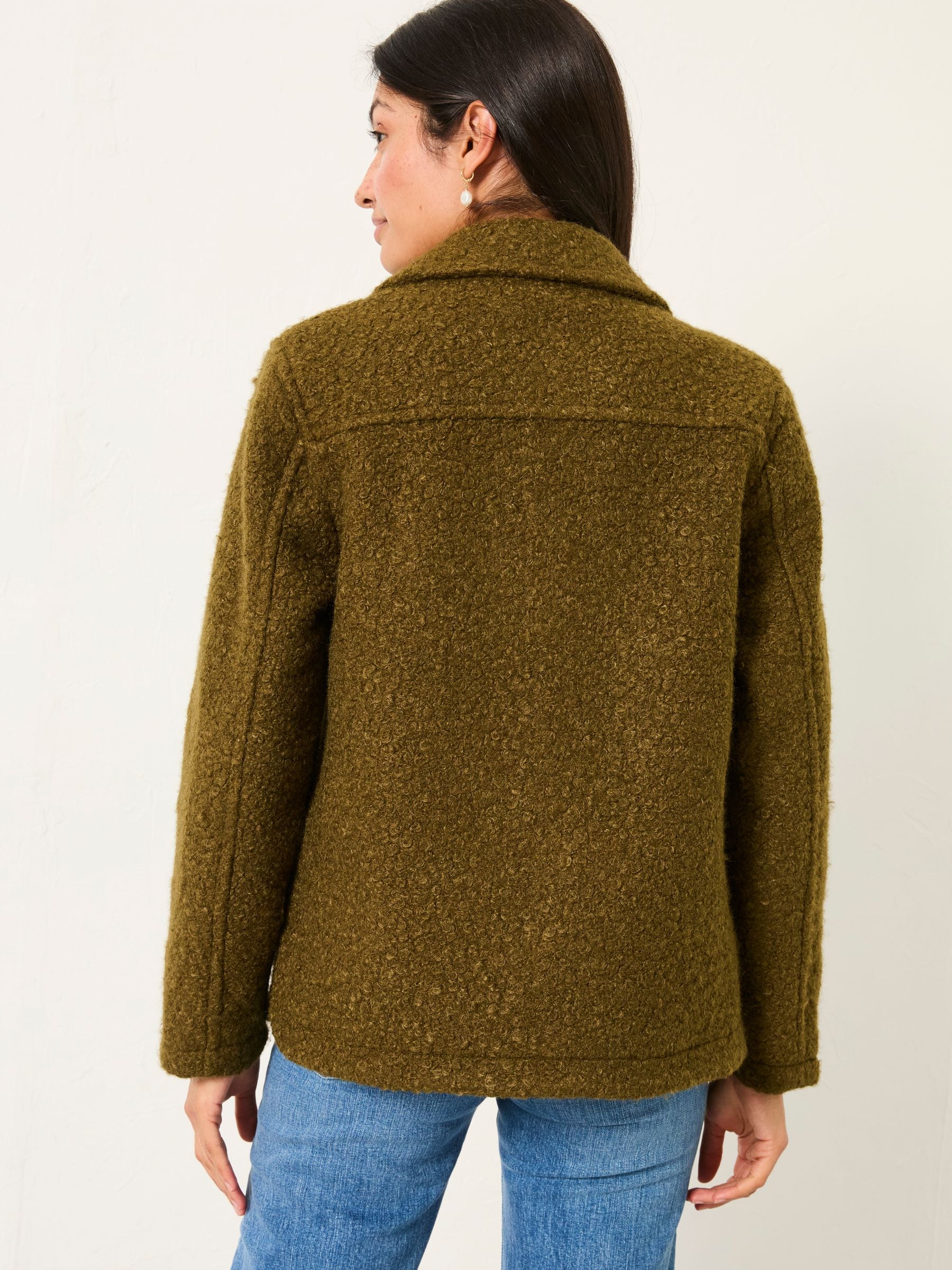 Buy FatFace Mae Olive Green Boucle Jacket from the Next UK online shop