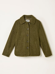 FatFace Mae Olive Green Boucle Jacket - Image 6 of 6