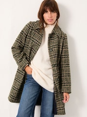 FatFace Jade Green Check Coat - Image 2 of 7