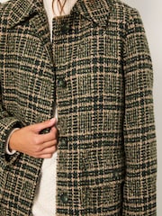 FatFace Jade Green Check Coat - Image 4 of 7